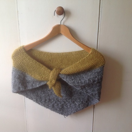 Finished Grey and Yellow Shawl